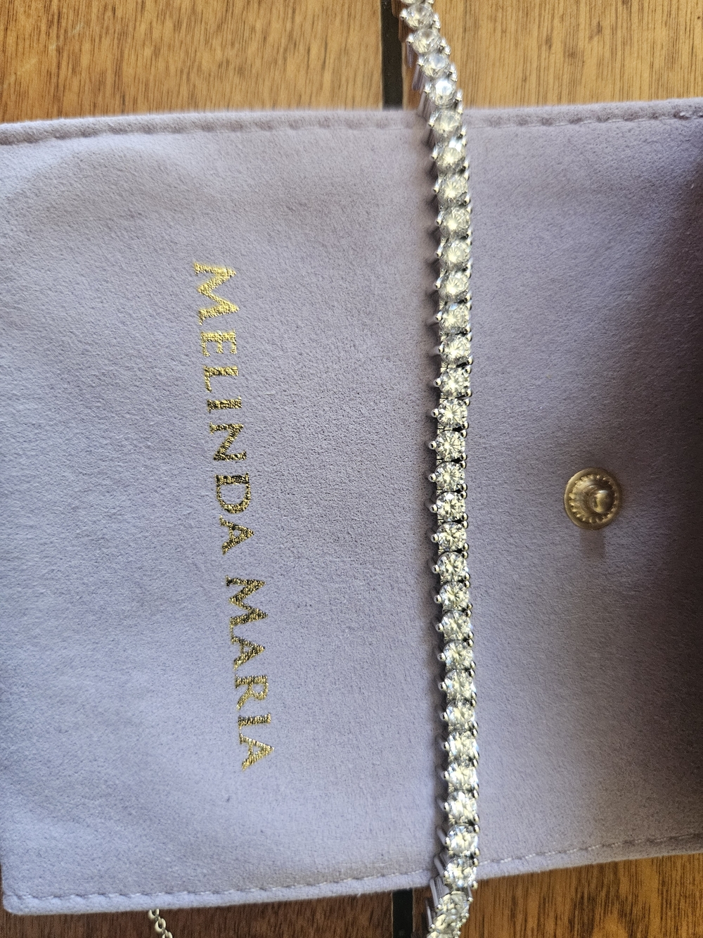 Melinda Maria  Not Your Basic Tennis Choker  Gold|White Diamondettes - Picture 4 of 8